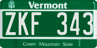VT license plate ZKF343