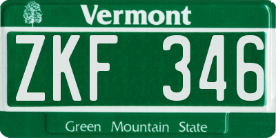 VT license plate ZKF346