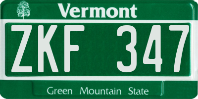 VT license plate ZKF347