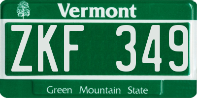 VT license plate ZKF349