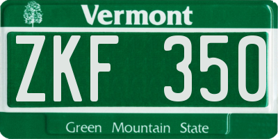VT license plate ZKF350
