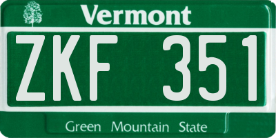 VT license plate ZKF351