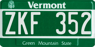 VT license plate ZKF352
