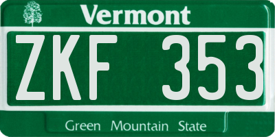 VT license plate ZKF353