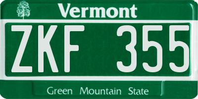 VT license plate ZKF355
