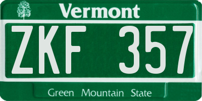 VT license plate ZKF357