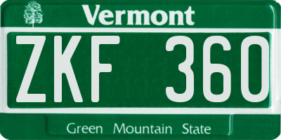 VT license plate ZKF360