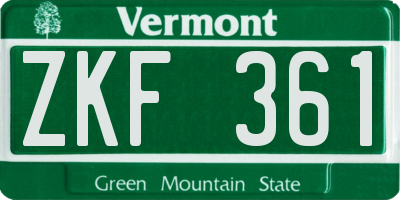VT license plate ZKF361