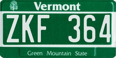 VT license plate ZKF364