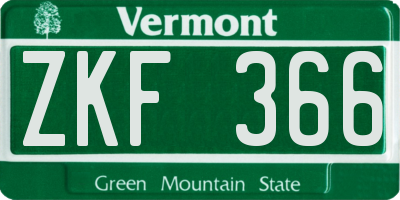 VT license plate ZKF366