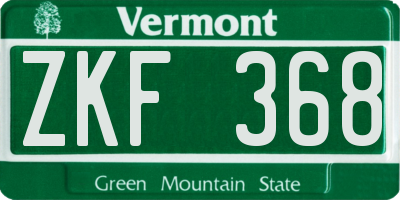 VT license plate ZKF368