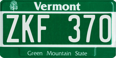 VT license plate ZKF370