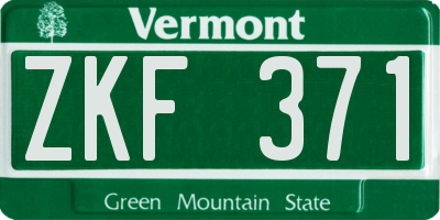VT license plate ZKF371