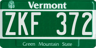 VT license plate ZKF372