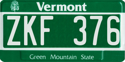 VT license plate ZKF376