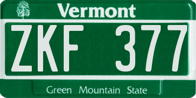 VT license plate ZKF377