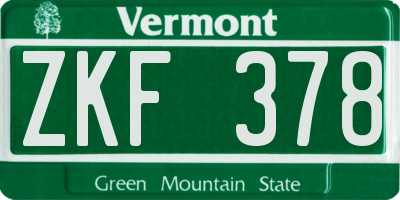 VT license plate ZKF378