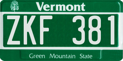 VT license plate ZKF381
