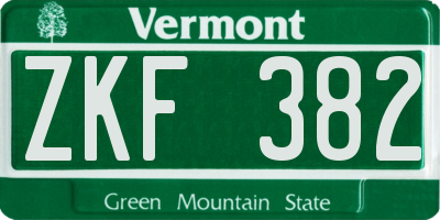 VT license plate ZKF382