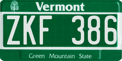 VT license plate ZKF386