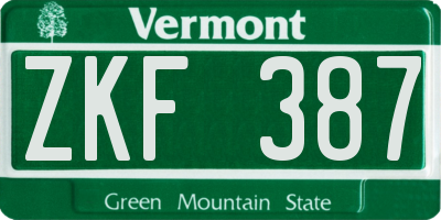VT license plate ZKF387