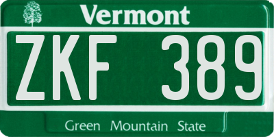 VT license plate ZKF389