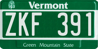 VT license plate ZKF391