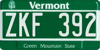 VT license plate ZKF392