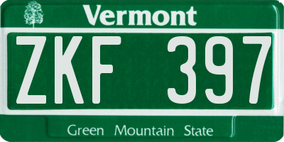 VT license plate ZKF397