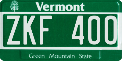 VT license plate ZKF400