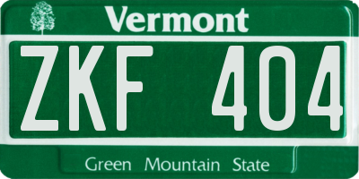VT license plate ZKF404