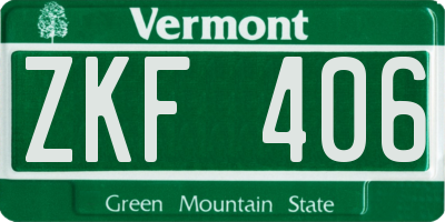 VT license plate ZKF406