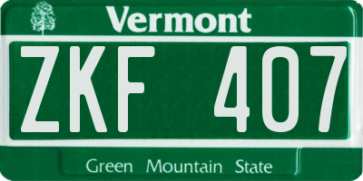 VT license plate ZKF407