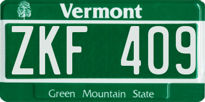 VT license plate ZKF409
