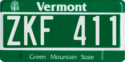 VT license plate ZKF411