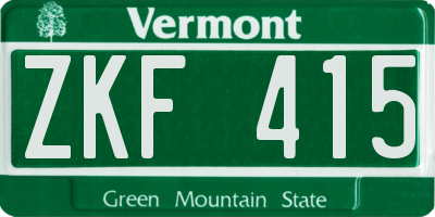 VT license plate ZKF415