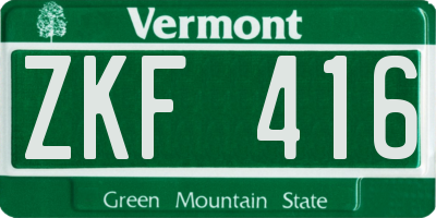 VT license plate ZKF416