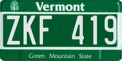 VT license plate ZKF419