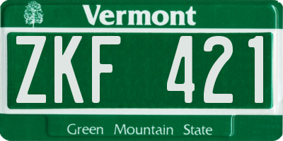VT license plate ZKF421