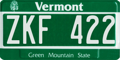 VT license plate ZKF422