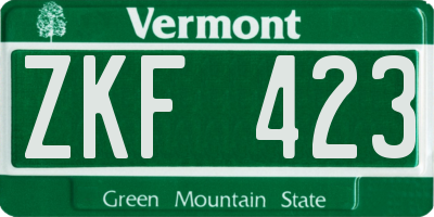 VT license plate ZKF423