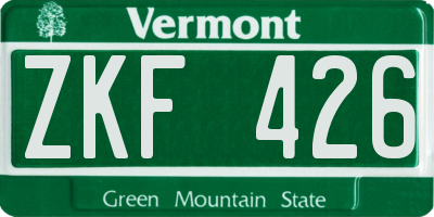 VT license plate ZKF426