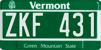 VT license plate ZKF431