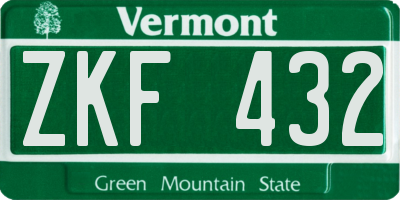 VT license plate ZKF432