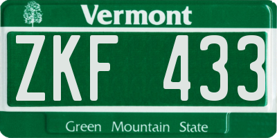 VT license plate ZKF433