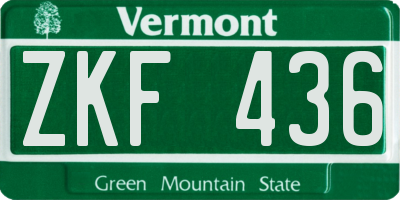 VT license plate ZKF436