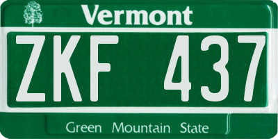 VT license plate ZKF437