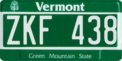 VT license plate ZKF438