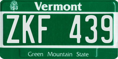 VT license plate ZKF439