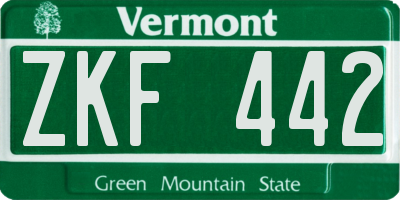 VT license plate ZKF442